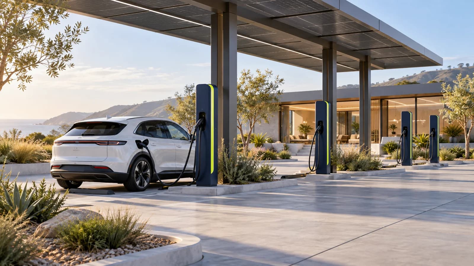 Original Vexium electric charging plaza architectural concept