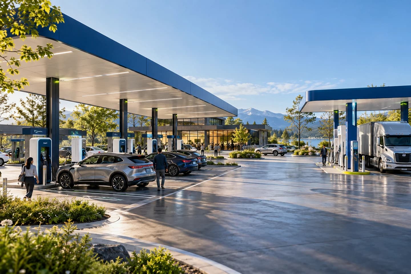 Passenger vehicles using hydrogen and electric bays at a proposed Vexium hub