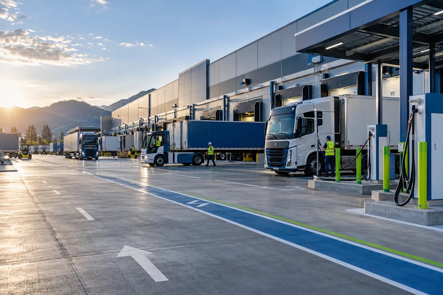 Class 8 hydrogen freight fueling at a proposed Vexium hub