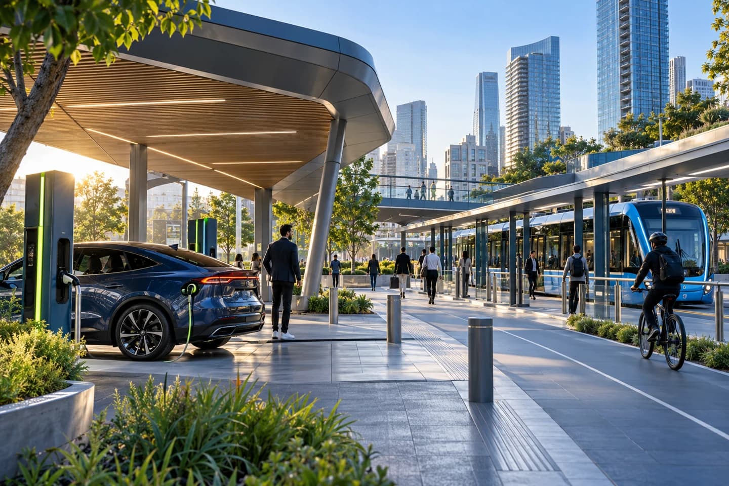 Passenger vehicles at a proposed Vexium hydrogen and electric hub