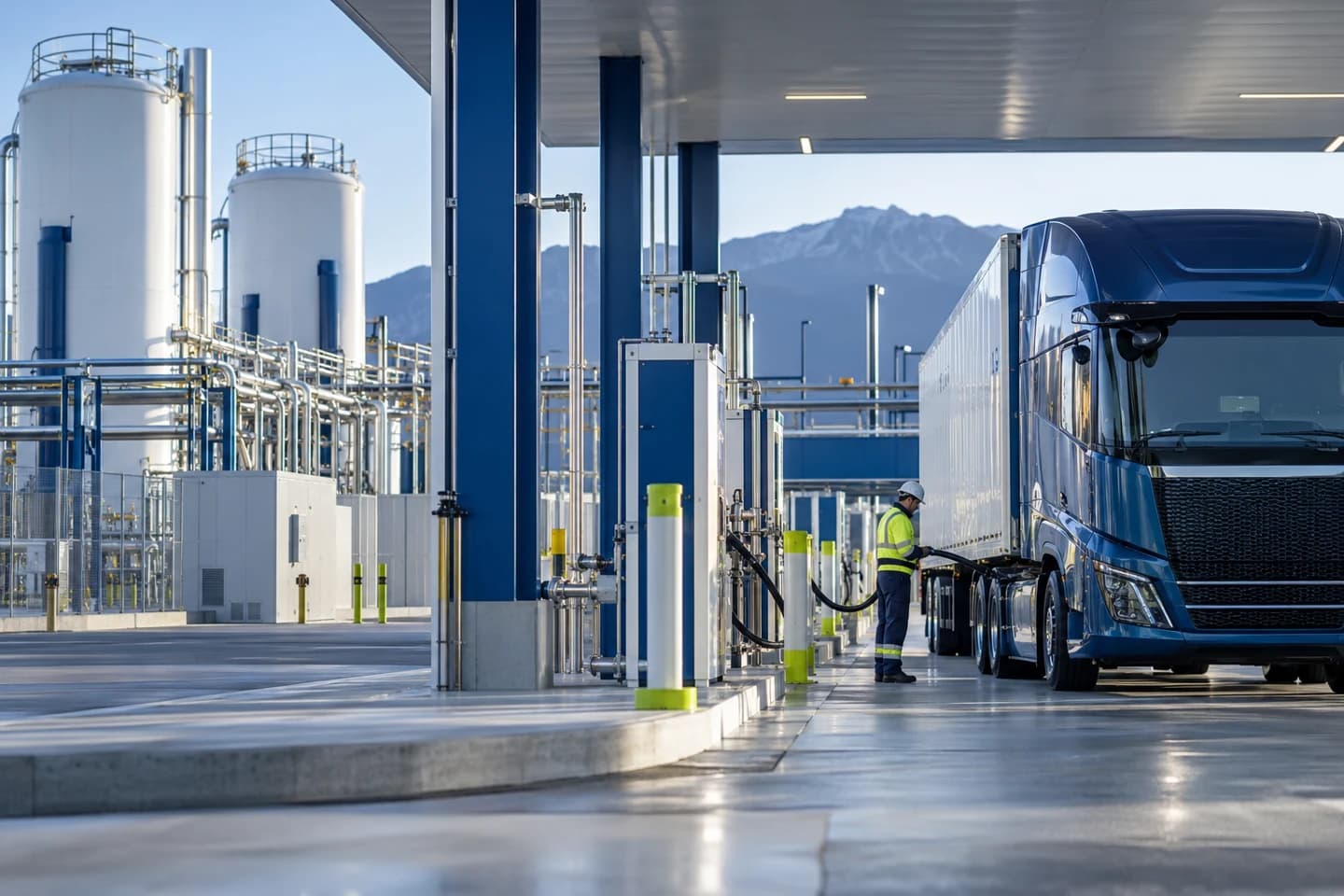 Class 8 truck at a proposed Vexium hydrogen fueling site
