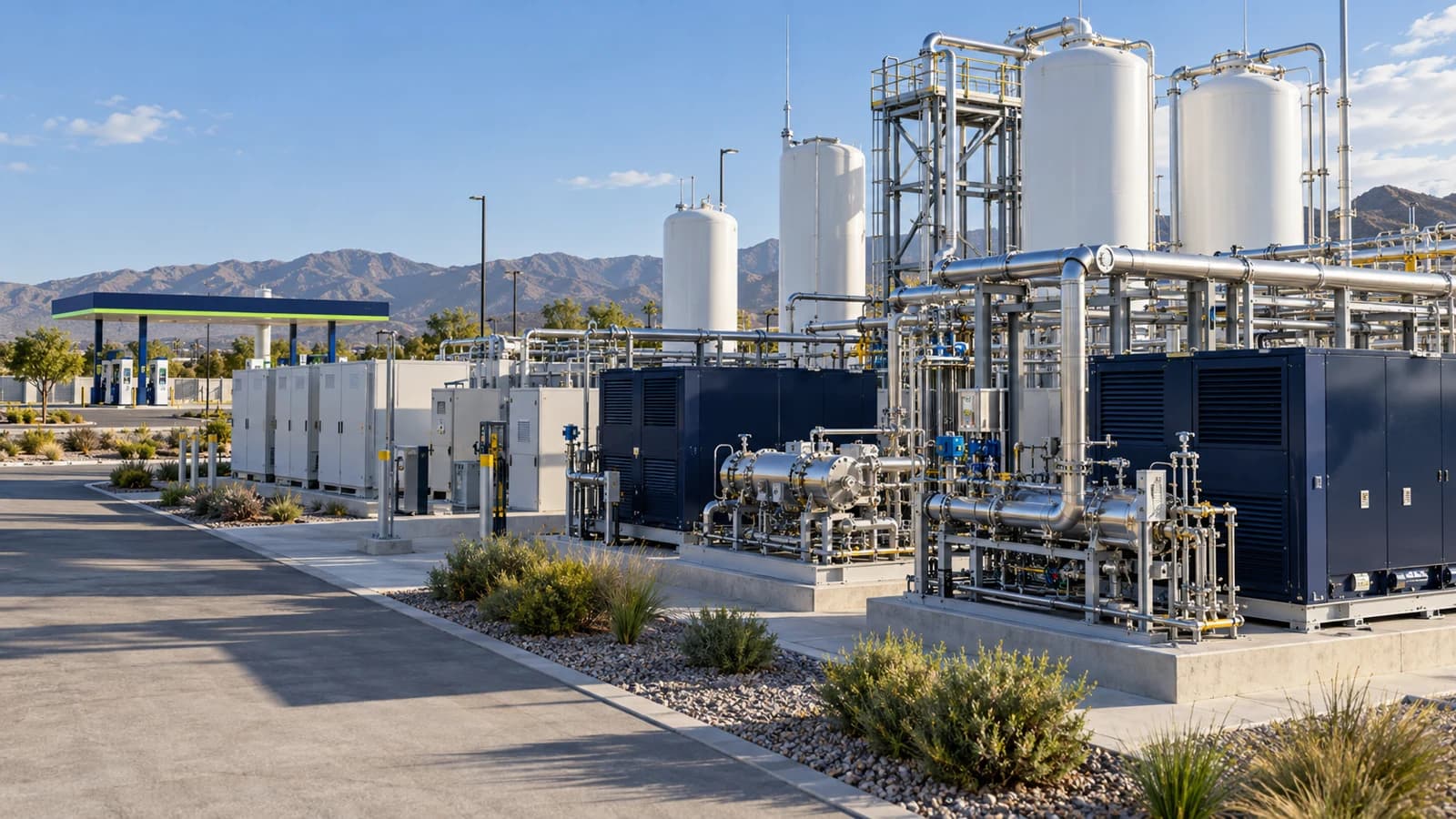 Hydrogen production, compression and storage equipment concept